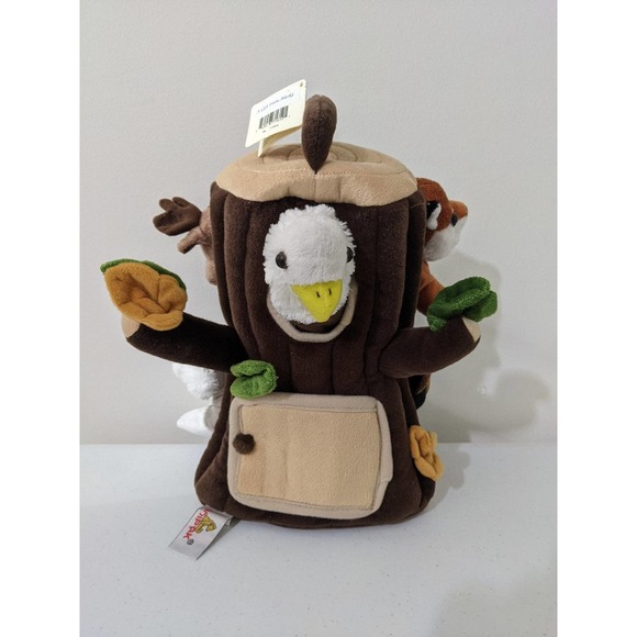 New Alaska plush forest friend tree stump bald eagle moose husky bear dolls toy